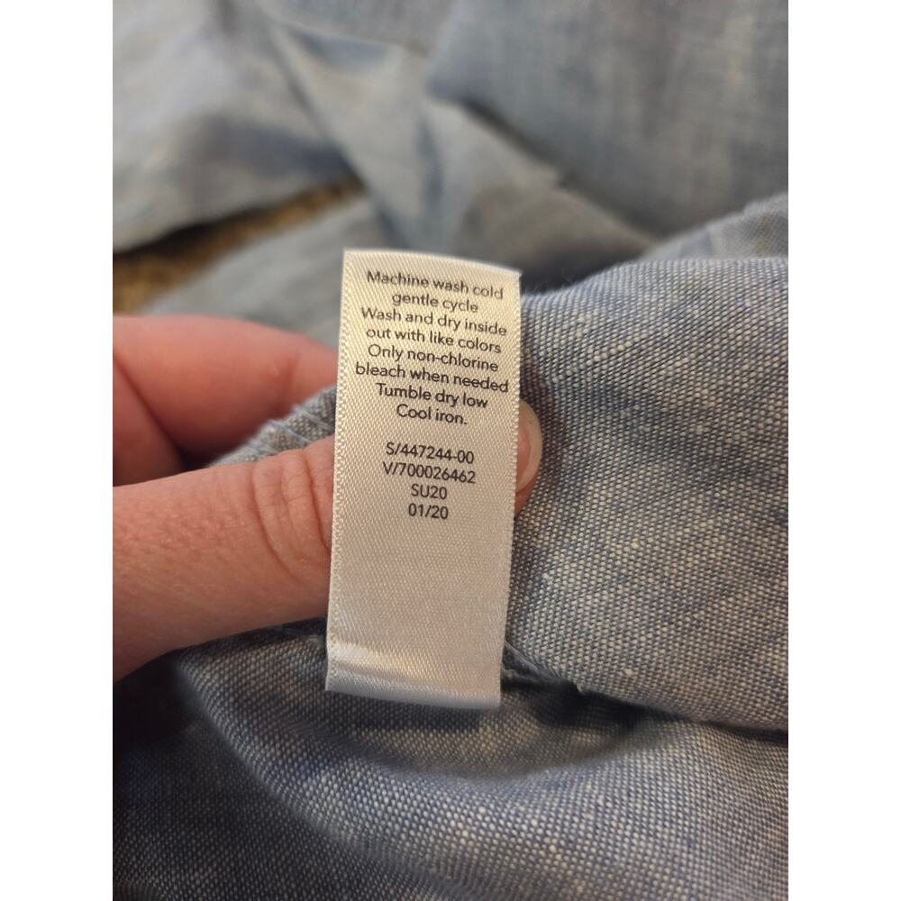 athleta cabo linen wide leg pant blue lightweight 100% linen relaxed 8 - Picture 4 of 8